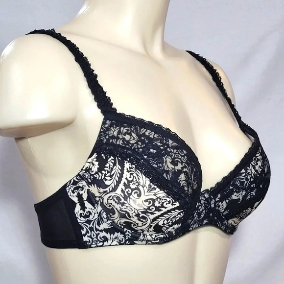 Kardashian Kollection Charisma Demi‎ Molded Cup Lace UW Bra 34B Black Ivory  New - Picture 2 of 3